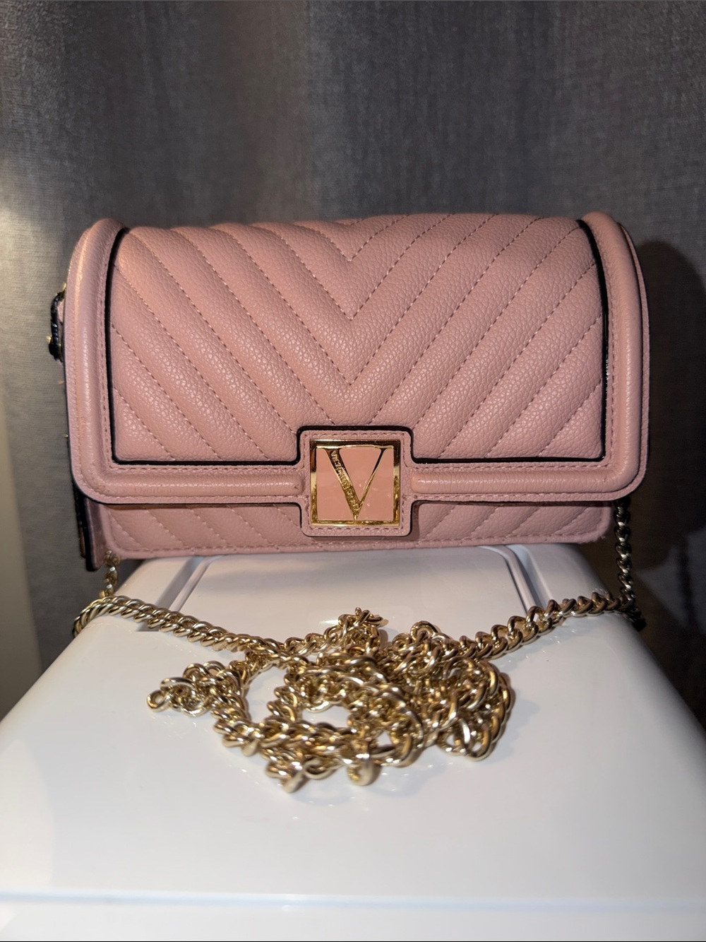 Victoria's Secret Blush Pink Quilted Chain Crossbody